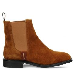 Sztyblety Gant. Brązowe botki Gant, bez wzorów, bez obcasa, na płaskiej podeszwie, bez zapięcia. Za 609.99 zł.