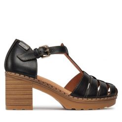 Sandały Pikolinos. Czarne sandały Pikolinos, bez wzorów, bez obcasa, na słupku, bez zapięcia. Za 439.99 zł.