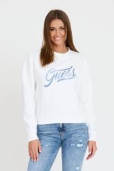 GUESS Biała bluza z cyrkoniami. Białe bluzy Guess, s, z aplikacjami, bez kaptura. W wyprzedaży za 226.99 zł.