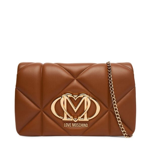 Torebka LOVE MOSCHINO. Brązowe kopertówki Love Moschino, bez wzorów, wizytowe, bez dodatków. Za 789.99 zł.