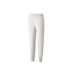 Puma Essential Logo Pants, damskie spodnie dresowe, Beżowe. Brązowe spodnie dresowe Puma, bez wzorów, z bawełny, na fitness i siłownię. Za 149.99 zł.