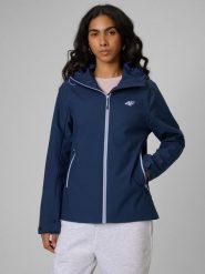 4F Kurtka przejściowa membrana 5000 damska - granatowa XXL. Niebieskie kurtki 4f, na jesień, l, bez wzorów, bez kaptura. Za 299.99 zł.