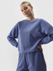 4F Bluza dresowa nierozpinana z dodatkiem modalu damska - granatowa XXL. Niebieskie bluzy 4f, l, bez wzorów, z dresówki, sportowe, bez ramiączek, bez kaptura. W wyprzedaży za 79.99 zł.
