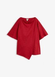 T-shirt z czystej bawełny organicznej. Czarne t-shirty bonprix, bez wzorów, z bawełny, z asymetrycznym kołnierzem, bez ramiączek. Za 74.99 zł.