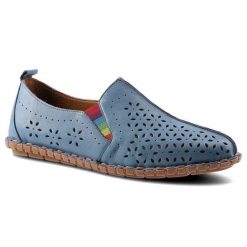 Niebieskie Półbuty Artiker Damskie Skórzane Obuwie. Niebieskie półbuty wsuwane Artiker, na lato, bez wzorów, z gumy, biznesowe, bez obcasa. Za 139.00 zł.