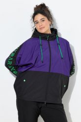 Damskie Kurtka funkcyjna kaptur oversize rękawy kimonowe. Fioletowe kurtki Ulla Popken, plus size, bez wzorów, z materiału, z kapturem. Za 539.99 zł.