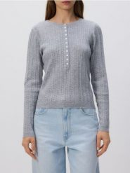Strukturalny sweter z guzikami - jasnoszary. Szare swetry Reserved, l, bez wzorów, z dzianiny, bez ramiączek. W wyprzedaży za 69.99 zł.
