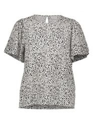 Vila Bluzka "Kaya" w kolorze biało-czarnym rozmiar: 34. Białe bluzki Vila, bez wzorów, z wiskozy, bez kołnierzyka, bez ramiączek. Za 52.42 zł.