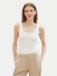 Tom Tailor Top 1040552 Biały Regular Fit. Białe topy Tom Tailor, m, bez wzorów, z bawełny, bez kołnierzyka, bez ramiączek. Za 39.99 zł.