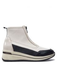 Caprice Botki 9-25433-43 Biały. Białe botki Caprice, bez wzorów, z materiału, bez obcasa, na koturnie, bez zapięcia. Za 399.99 zł.