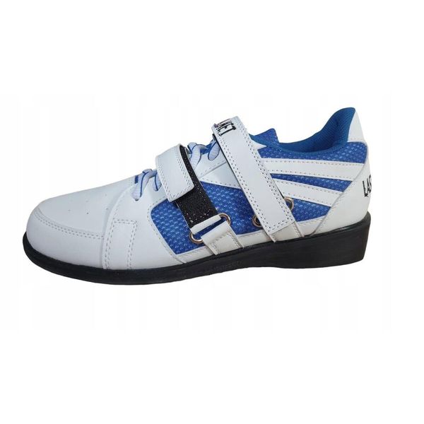 Buty do podnoszenia ciężarów trójboju siłowego dla dorosłych La Sport Weightlift. Białe buty treningowe COMBAT SPORTS, bez wzorów, bez zapięcia. Za 299.00 zł.