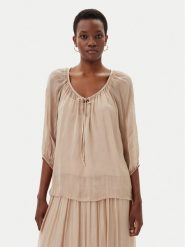ViCOLO Bluzka TD0020 Beżowy Loose Fit. Brązowe bluzki ViCOLO, m, bez wzorów, z wiskozy, bez kołnierzyka, bez ramiączek. Za 179.99 zł.