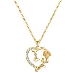 Rafaela Donata Łańcuszek Serce/motyl/róża Srebro wysokiej próby Żółte złoto Naszyjniki 1 ct Damski. Żółte naszyjniki Rafaela Donata, z materiału, z cyrkonią, pozłacane. Za 229.99 zł.