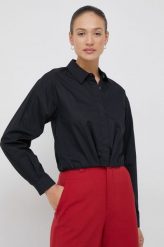 Dkny koszula bawełniana damska kolor czarny relaxed z kołnierzykiem klasycznym. Czarne koszule DKNY, m, bez wzorów, z bawełny, klasyczne, bez kołnierzyka, bez ramiączek. W wyprzedaży za 284.99 zł.