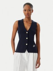 Tommy Hilfiger Top WW0WW49707 Granatowy Slim Fit. Niebieskie topy Tommy Hilfiger, s, bez wzorów, z bawełny, bez kołnierzyka, bez ramiączek. Za 529.99 zł.