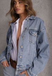 Niebieska Kurtka Jeansowa Oversize z Bawełną i Lyocellem Vimarosse. Niebieskie kurtki Renee, na wiosnę, l, bez wzorów, z bawełny, vintage, bez kaptura. Za 169.99 zł.