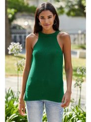 Milan Kiss Top w kolorze zielonym rozmiar: XL. Zielone topy Milan Kiss, xl, bez wzorów, z wełny, bez kołnierzyka, bez ramiączek. Za 101.45 zł.