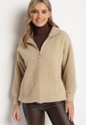Beżowa Bluza z Wełną Suwakiem i Ściągaczami Enalwen. Brązowe bluzy Born2be, uniwersalny, z aplikacjami, z jeansu, bez kaptura, trekkingowe. W wyprzedaży za 135.99 zł.
