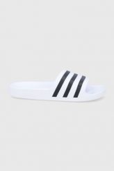Adidas Klapki Adilette Aqua F35539.D damskie kolor biały. Białe klapki adidas, bez wzorów, z materiału, bez obcasa, na płaskiej podeszwie, bez zapięcia. Za 109.99 zł.