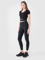 4F Legginsy dzianinowe damskie - czarne XXL. Czarne legginsy 4f, bez wzorów, z dzianiny, sportowe. Za 129.99 zł.