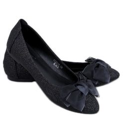 Eleganckie baleriny brokatowe Betzi Black czarne. Czarne baleriny bez wzorów, eleganckie, bez obcasa, bez zapięcia. Za 87.84 zł.