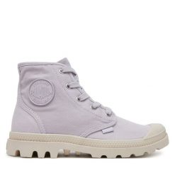 Trapery Palladium. Fioletowe traperki Palladium, bez wzorów, bez obcasa, bez zapięcia. Za 269.99 zł.
