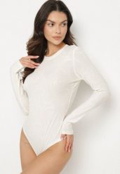 Białe Body z Wiskozą o Klasycznym Kroju z Długim Rękawem Nindariela. Białe body i gorsety Born2be, bez wzorów, z jeansu, bez ramiączek. W wyprzedaży za 93.49 zł.