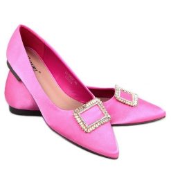 PA1 Baleriny eleganckie z kamieniami Lorella Fushia różowe. Czerwone baleriny PA1, bez wzorów, z materiału, eleganckie, bez obcasa, bez zapięcia. Za 90.49 zł.