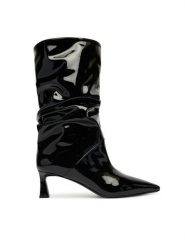 Pollini Botki SA24115M0NTT0000 Czarny. Czarne botki Pollini, bez wzorów, z lakierowanej skóry, bez obcasa, na słupku, bez zapięcia. Za 1,549.00 zł.