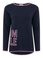 Zwillingsherz Sweter "Smile" w kolorze granatowym rozmiar: L. Niebieskie swetry Zwillingsherz, l, bez wzorów, z kaszmiru, bez ramiączek. Za 158.47 zł.