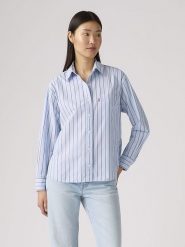Levi's Koszula w kolorze błękitno-brązowym rozmiar: L. Niebieskie koszule Levi's, l, bez wzorów, z bawełny, bez kołnierzyka, bez ramiączek. Za 116.45 zł.