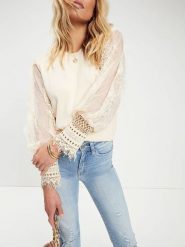 LA Angels Bluzka w kolorze kremowym rozmiar: S. Brązowe bluzki LA Angels, s, bez wzorów, z koronki, bez kołnierzyka, bez ramiączek. Za 167.45 zł.