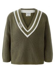 Oui Sweter w kolorze khaki rozmiar: 40. Brązowe swetry Oui, bez wzorów, z bawełny, bez ramiączek. Za 204.95 zł.