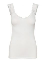 Vero Moda Top "Rosa" w kolorze białym rozmiar: XS. Białe topy Vero Moda, xs, bez wzorów, z koronki, bez kołnierzyka, bez ramiączek. Za 48.50 zł.
