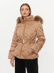 Guess Kurtka puchowa W3BL35 WEX52 Beżowy Regular Fit. Brązowe kurtki Guess, xs, z aplikacjami, z puchu, bez kaptura. Za 569.99 zł.