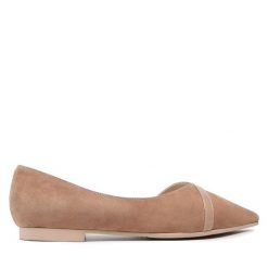 Baleriny Eva Longoria. Brązowe baleriny Eva Longoria, bez wzorów, bez obcasa, bez zapięcia. Za 189.99 zł.
