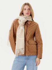 Tommy Hilfiger Szalik Script Logo AW0AW17786 Beżowy. Brązowe szaliki i kominy Tommy Hilfiger, bez wzorów, z materiału. Za 349.99 zł.