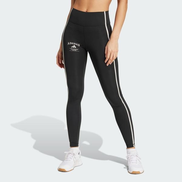 Legginsy Optime Heritage Full-Length. Białe legginsy adidas, bez wzorów, z dzianiny, retro. Za 272.20 zł.