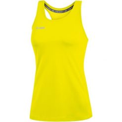 Damski tank top Jako top Run 2.0. Żółte topy JAKO, bez wzorów, sportowe, bez kołnierzyka, bez ramiączek. Za 155.50 zł.