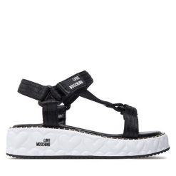 Sandały LOVE MOSCHINO. Czarne sandały Love Moschino, bez wzorów, bez obcasa, na płaskiej podeszwie, bez zapięcia. Za 1,189.00 zł.