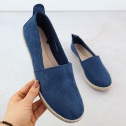 Espadryle damskie wsuwane zamszowe granatowe Potocki PY16332. Espadryle POTOCKI, bez wzorów, z zamszu, bez obcasa. Za 49.50 zł.