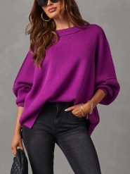 Milan Kiss Sweter w kolorze ciemnofioletowym rozmiar: XL. Różowe swetry Milan Kiss, xl, bez wzorów, bez ramiączek. Za 196.70 zł.