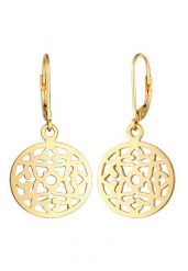 Elli Kolczyki damskie Ornament Orientalny Okrągły w srebrze próby 925 Sterling Silver 1 ct Damski. Szare kolczyki Elli, srebrne. Za 248.99 zł.
