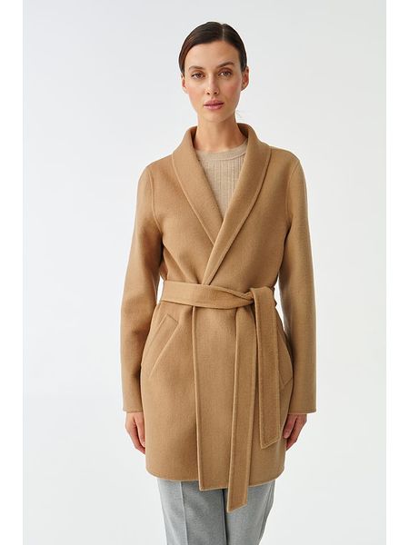 TATUUM Płaszcz przejściowy w kolorze karmelowym rozmiar: 42. Brązowe płaszcze Tatuum, bez wzorów, z wełny, bez kaptura. Za 292.89 zł.