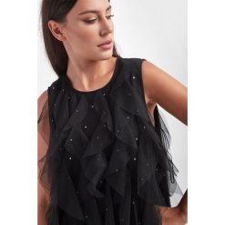 Sukienka TWINSET. Czarne sukienki Twinset Milano, bez wzorów, z tiulu, bez kołnierzyka, bez ramiączek. Za 979.00 zł.
