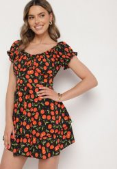 Czarna Rozkloszowana Sukienka z Bawełną z Motywem Wiśni Lunadessa. Czarne sukienki Born2be, na co dzień, l, bez wzorów, z bawełny, eleganckie, bez kołnierzyka, bez ramiączek, mini, proste. W wyprzedaży za 46.74 zł.