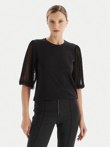 TWINSET Bluzka 252TT2310 Czarny Regular Fit. Czarne bluzki Twinset, bez wzorów, z bawełny, bez ramiączek. Za 529.99 zł.