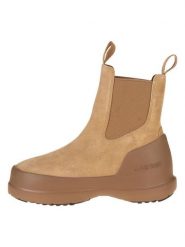 Moon Boot Skórzane botki "Luna Chelsea Suede" w kolorze jasnobrązowym rozmiar: 35. Brązowe botki Moon Boot, bez wzorów, bez obcasa, bez zapięcia. Za 308.91 zł.