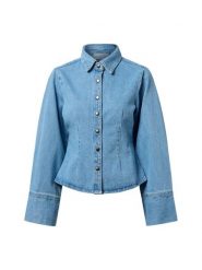 Neo Noir Dżinsowa bluzka damska - różowa D Kobiety Jeansy niebieski jednolity, 34. Czerwone bluzki Neo Noir, bez wzorów, z jeansu, bez kołnierzyka, bez ramiączek. Za 349.95 zł.