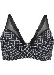 Biustonosz minimizer z siateczką. Czarne biustonosze bonprix, bez wzorów. Za 79.99 zł.